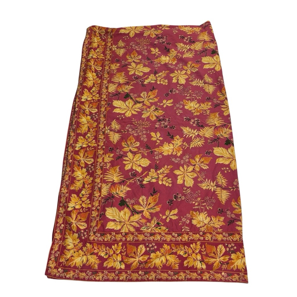 April Cornell Tablecloth Orange Yellow Floral Fall Leaves Holiday Cotton 100x45